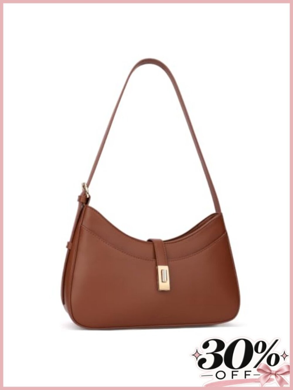 Crescent PU Leather Shoulder Bag Multi Pocket Retro Handbag Women Underarm Purse